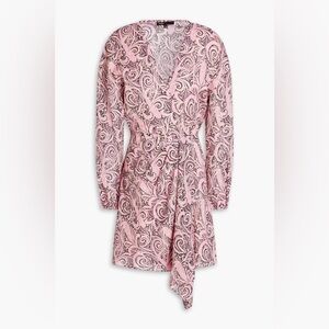 Maje Metallic paisley-print jersey mini wrap dress